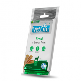 Дентално лакомство за кучета от средни и едри породи Vet Life Dog Dental Treat Renal Medium and Maxi с ниско съдържание на фосфор и натрий за забавяне на прогресията на бъбречни заболявания 100 гр